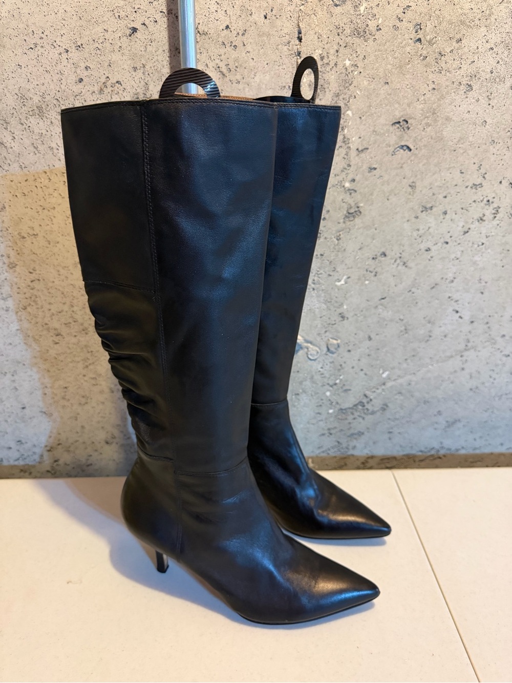 Corso Como Black Pointed-Toe Knee-High Boots